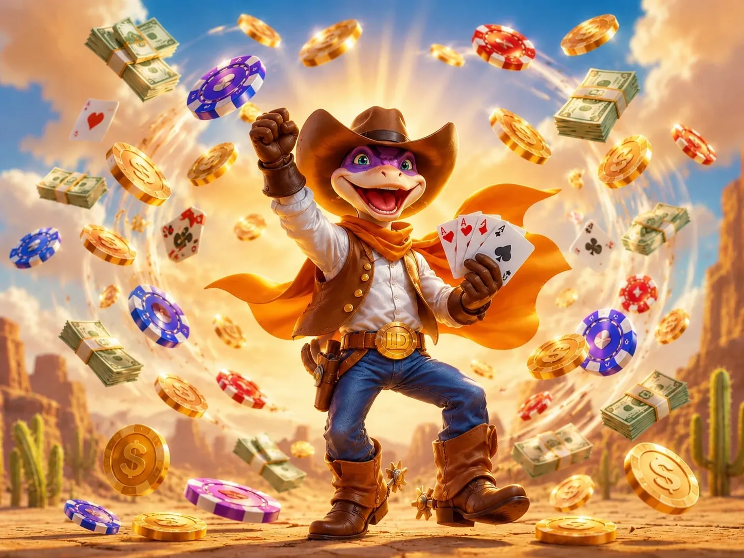 Win and coins lizard